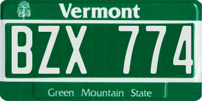 VT license plate BZX774
