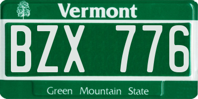 VT license plate BZX776
