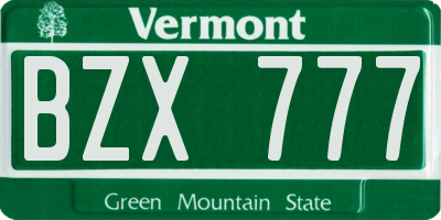VT license plate BZX777