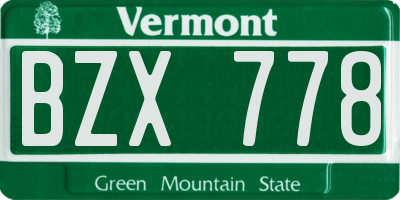 VT license plate BZX778