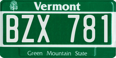 VT license plate BZX781