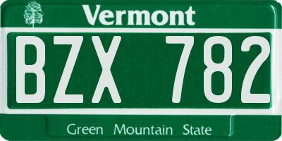 VT license plate BZX782