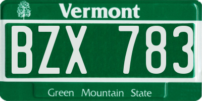 VT license plate BZX783