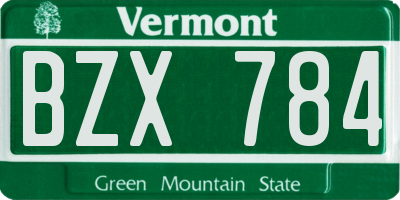 VT license plate BZX784