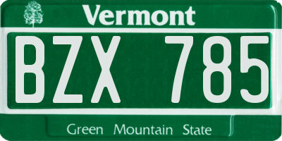 VT license plate BZX785