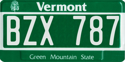 VT license plate BZX787
