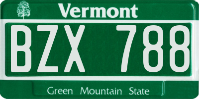 VT license plate BZX788