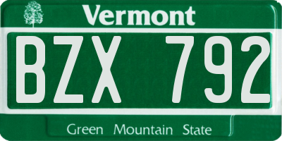 VT license plate BZX792