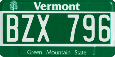 VT license plate BZX796