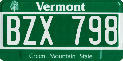 VT license plate BZX798