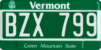 VT license plate BZX799
