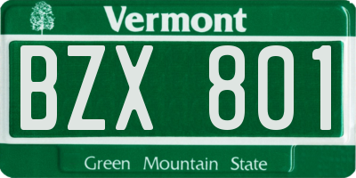 VT license plate BZX801