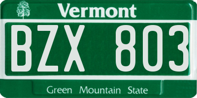 VT license plate BZX803