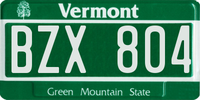 VT license plate BZX804