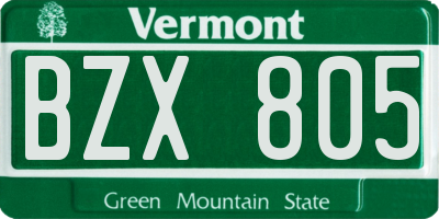 VT license plate BZX805