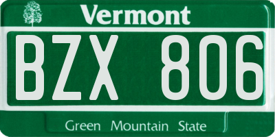 VT license plate BZX806