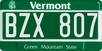 VT license plate BZX807
