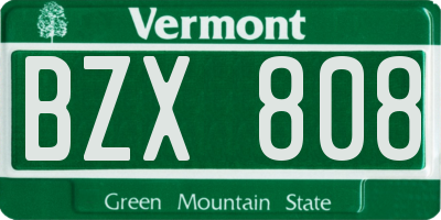VT license plate BZX808