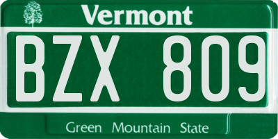 VT license plate BZX809