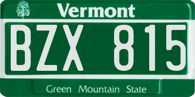 VT license plate BZX815