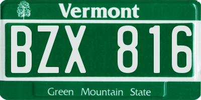 VT license plate BZX816