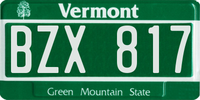 VT license plate BZX817