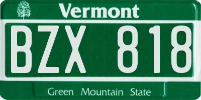 VT license plate BZX818