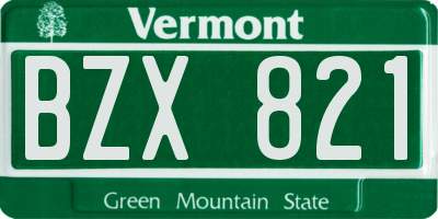 VT license plate BZX821