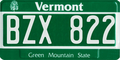 VT license plate BZX822