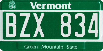 VT license plate BZX834
