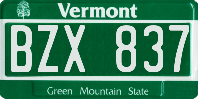 VT license plate BZX837