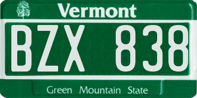 VT license plate BZX838
