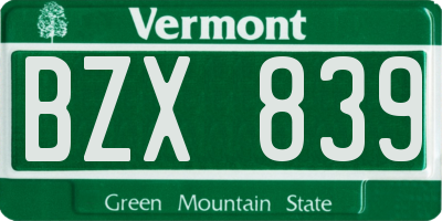 VT license plate BZX839