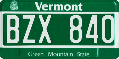 VT license plate BZX840