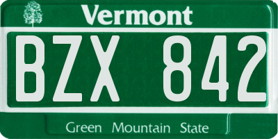 VT license plate BZX842