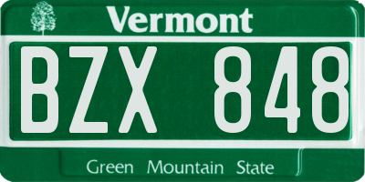 VT license plate BZX848