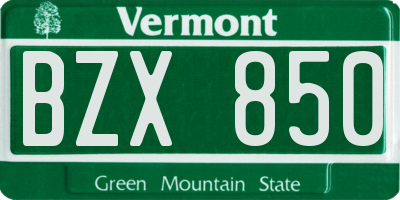 VT license plate BZX850