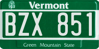 VT license plate BZX851