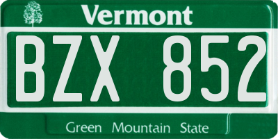 VT license plate BZX852