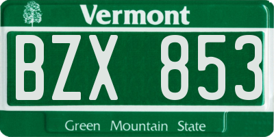 VT license plate BZX853