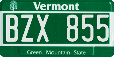 VT license plate BZX855
