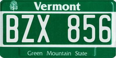 VT license plate BZX856