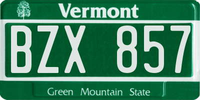 VT license plate BZX857