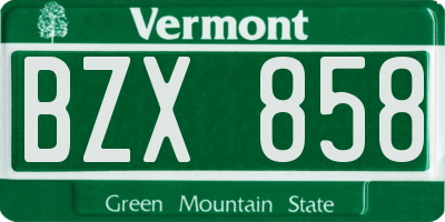 VT license plate BZX858