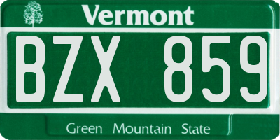VT license plate BZX859