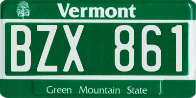 VT license plate BZX861