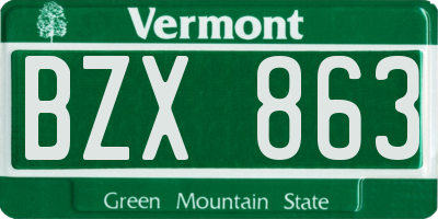 VT license plate BZX863