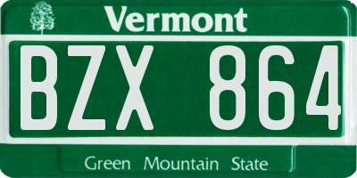 VT license plate BZX864