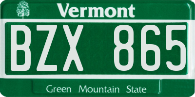 VT license plate BZX865