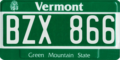 VT license plate BZX866